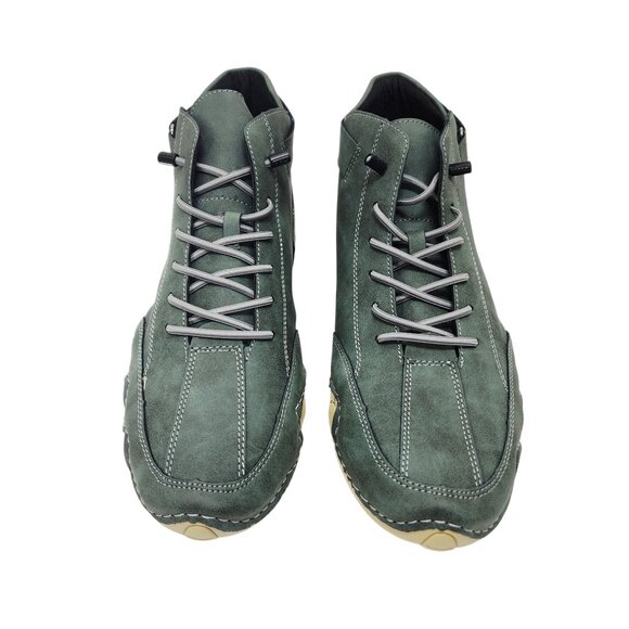 Mens Dbeck Green Leather High-Top Sneakers Shoes Size 43 US 9.5 - Picture 2 of 10